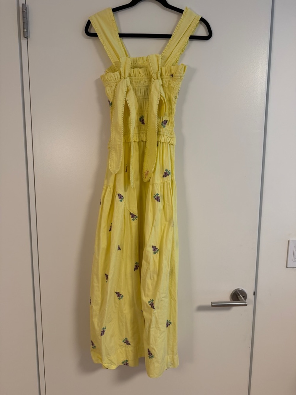 Damson Madder Tish Poplin smocked Midi yellow Dress size US2/UK6 - Picture 6 of 8